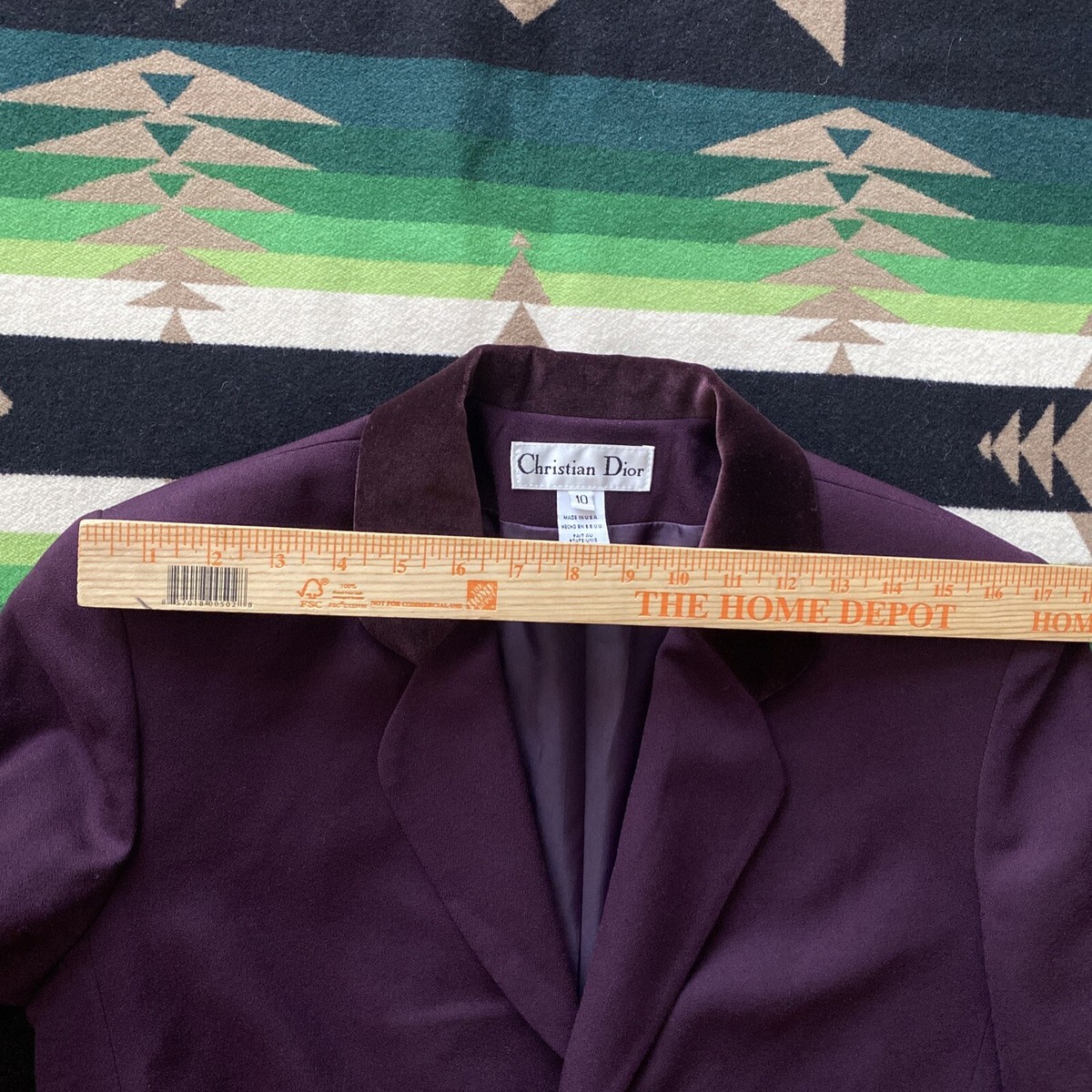 Vtg Christian Dior Women Plum Purple Velvet Collar/Cuffs Wool