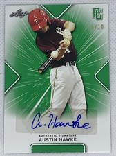 2021 LEAF PERFECT GAME AUTO AUSTIN HAWKE GREEN PAPER 5/10