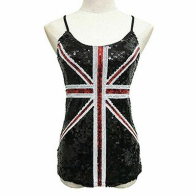 Maglietta Donna Con Stampa Union Jack | Canotta Con Bandiera Inglese | Top Casual In Cotone Per Estate