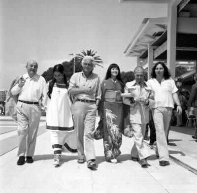 Bernard Blier, Dino Risi, Jacques Dufilho and the singer Monty at - Old Photo 1