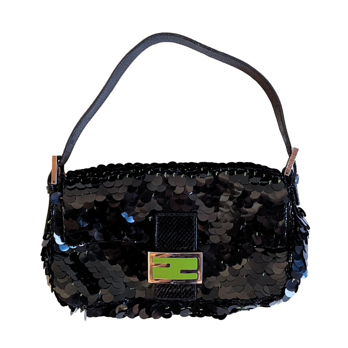 RARE Fendi Black and Green Sequin Paillette Snakeskin RARE Fendi Black and Green Sequin Paillette Snakeskin