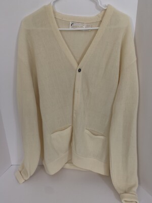 Vintage Arnold Palmer Cardigan Mens XL Cream Ivory Pockets