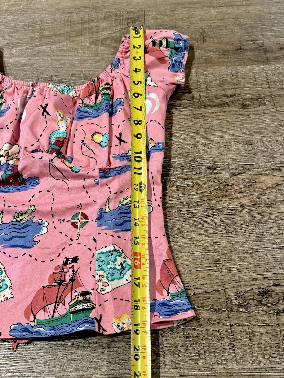PINUP COUTURE PINK RETRO VINTAGE PEASANT TOP Neverland Theme Mermaids Fairies image 7