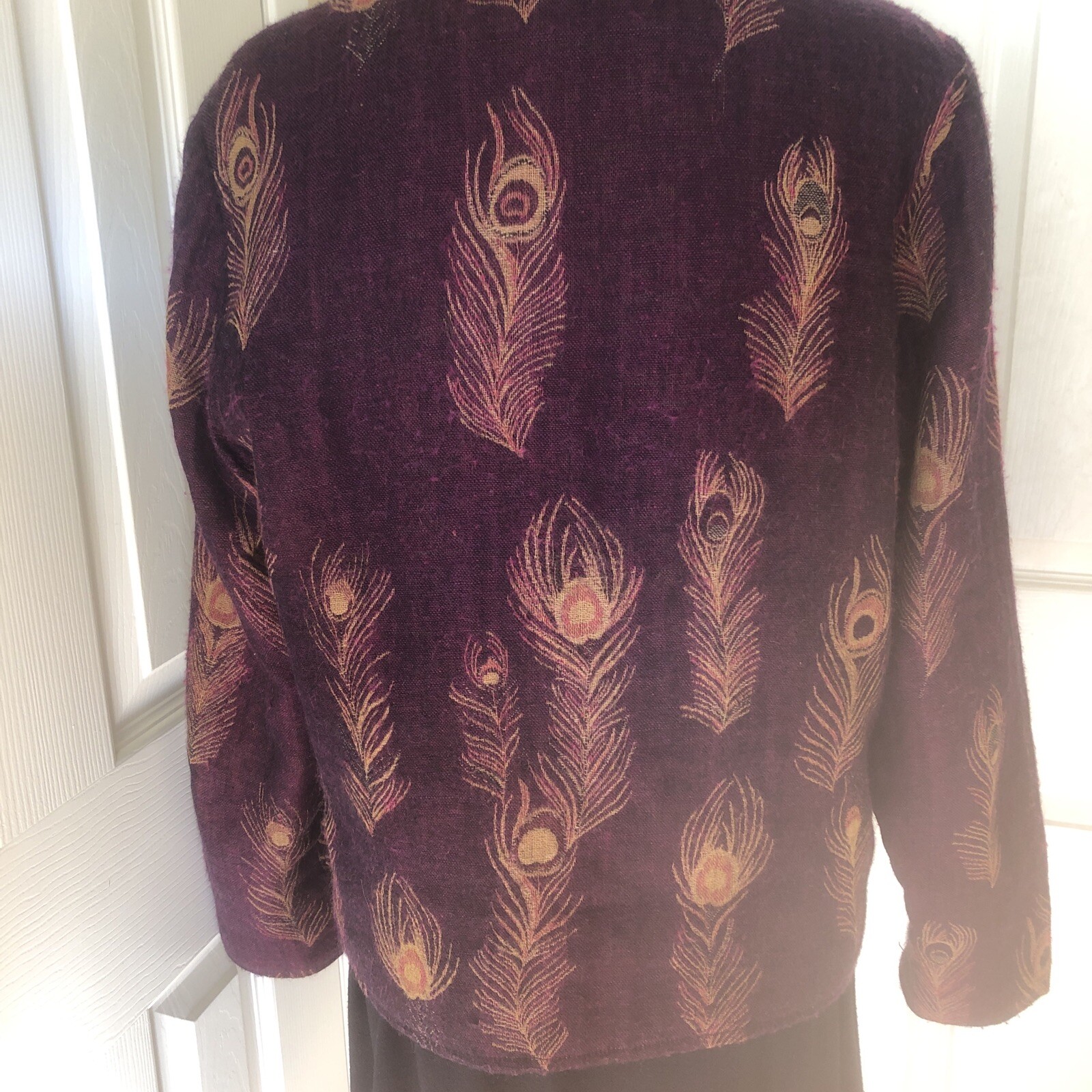 ANU Lined Purple Wool Jacket M Patchwork 3 Button… - image 4