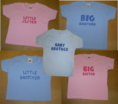 Kids Slogan T-Shirt BIG/LITTLE/BABY BROTHER/SISTER