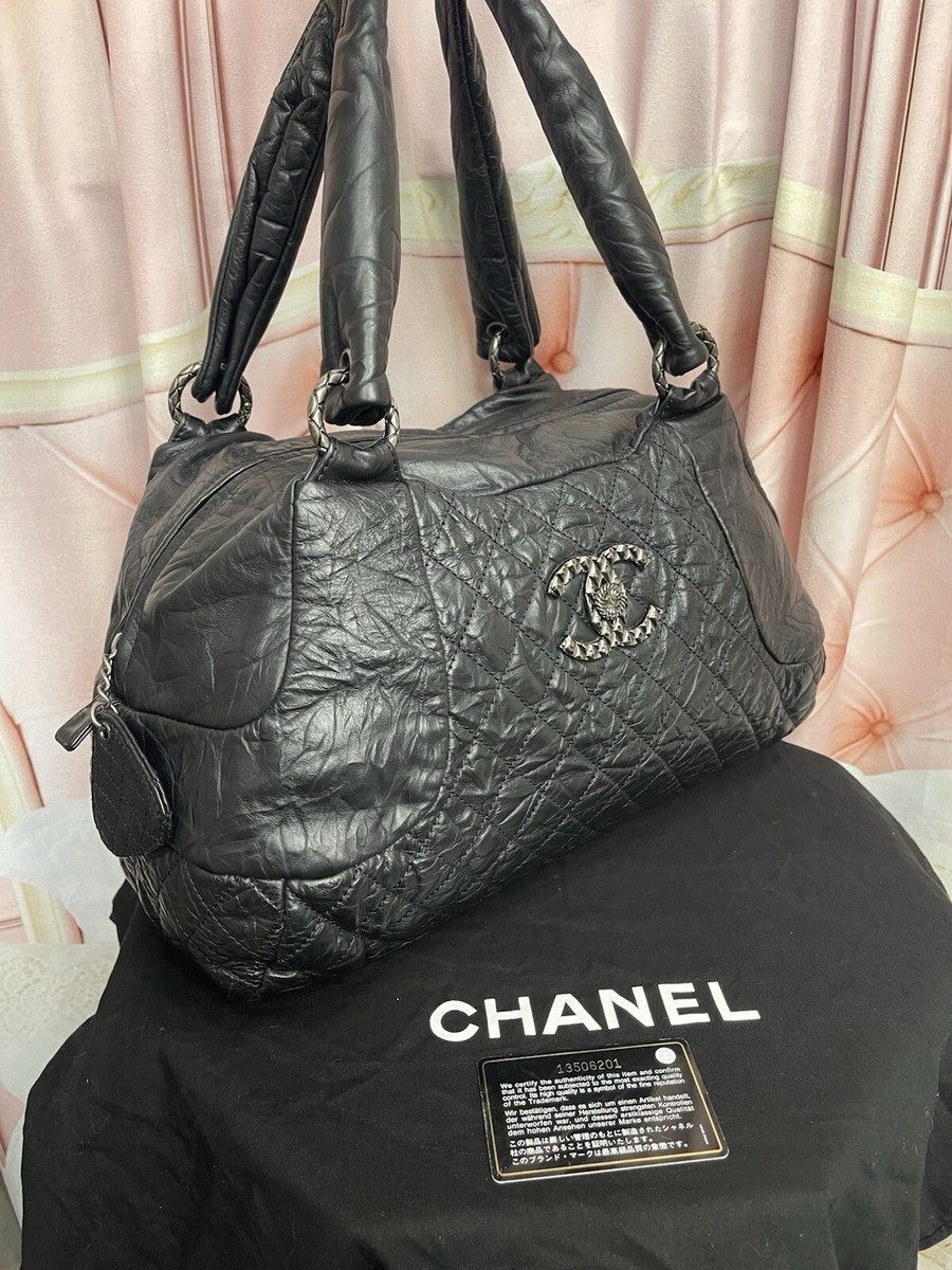 Chanel Aged Calfskin Coco Rider Bowling Bag Black ABSOLUTELY