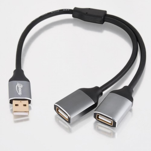 USB A Male to 2 x USB A Female Data Charging Cable Extension Connector - Picture 2 of 12