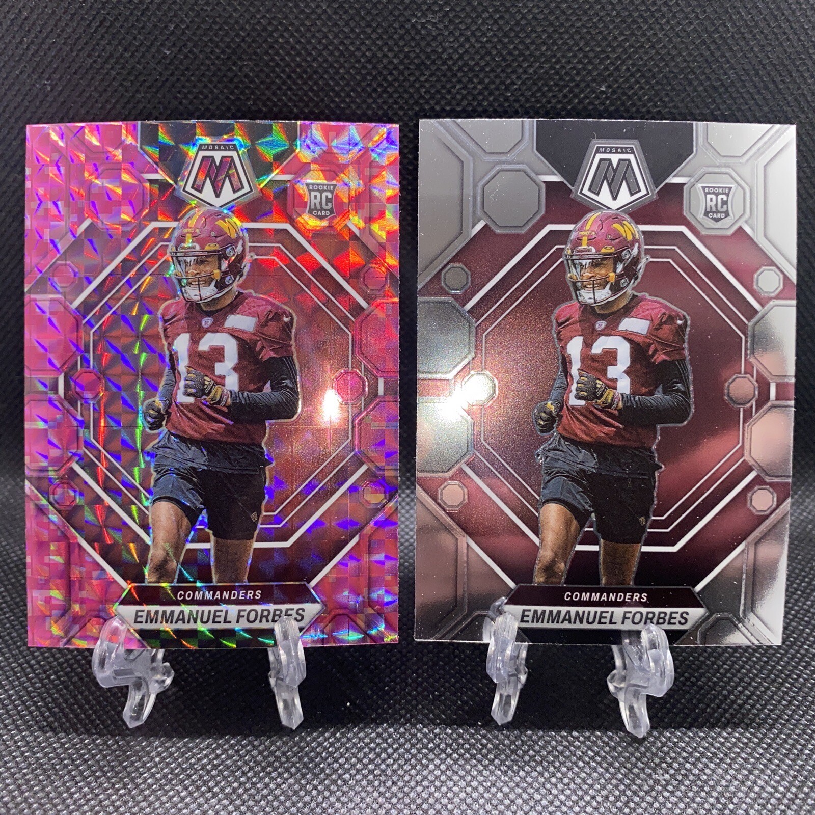 2023 Emmanuel Forbes Mosaic CAMO PINK MOSAIC Prizm & Base RC #319. Commanders