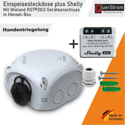 SHELLY EINSPEISESTECKDOSE QUERSTROM Einspeisesteckdose mit "Shelly PM Mini 3.Gen" WiFi, Wieland Einbausteckdose RST