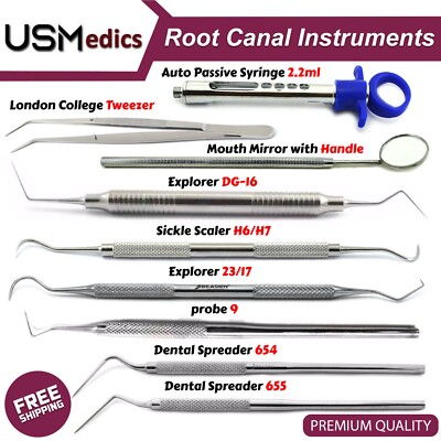 Dental Endodontic Root Canal Instruments Kit Spreader Plugger Explorer Probes