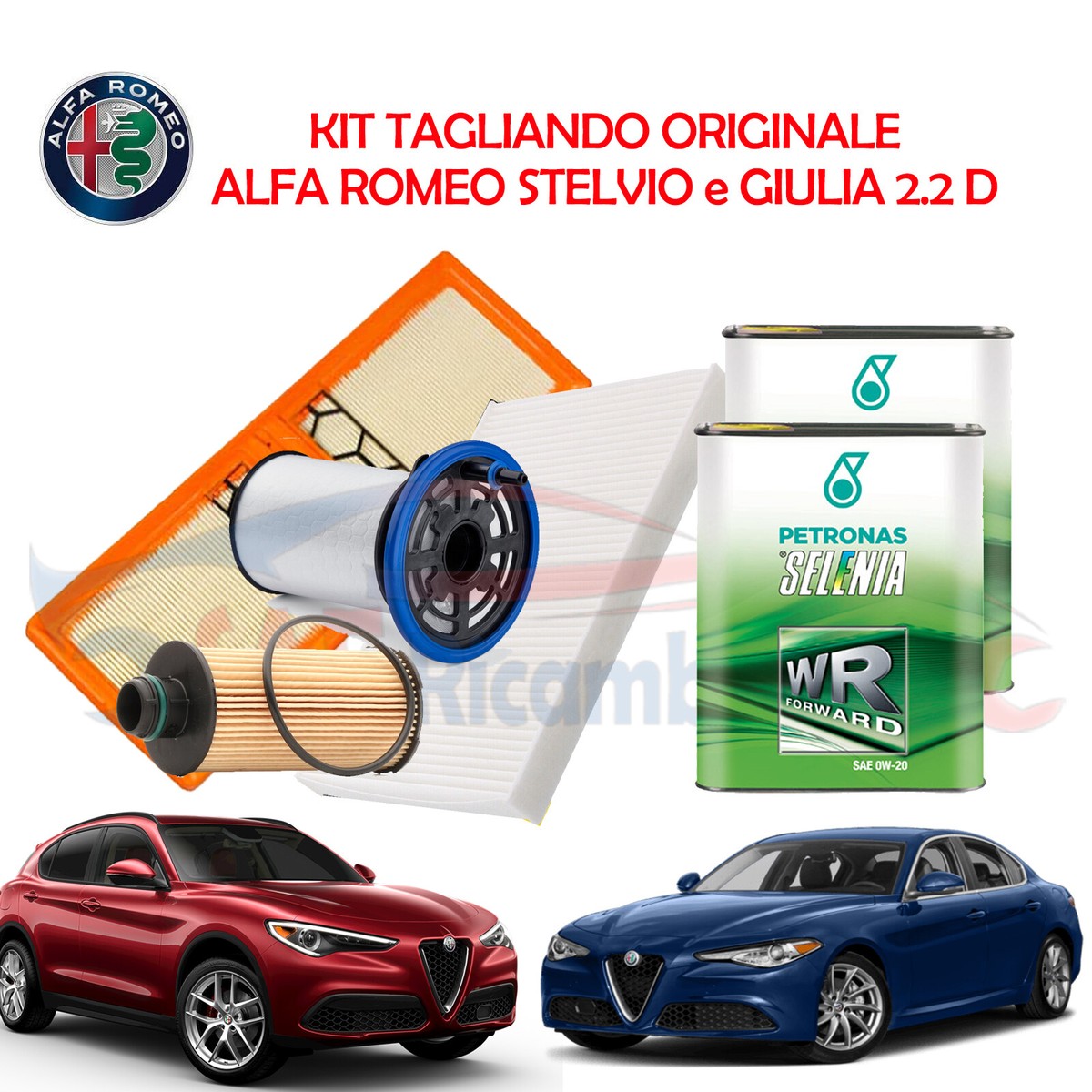 KIT TAGLIANDO FILTRI ORIGINALI + 6L OLIO SELENIA ALFA ROMEO - Foto 11