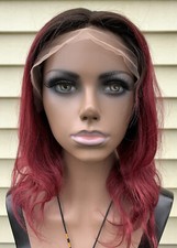 Lace Front 100 Real Human Hair Wig Ombre Body Wave 14 inches