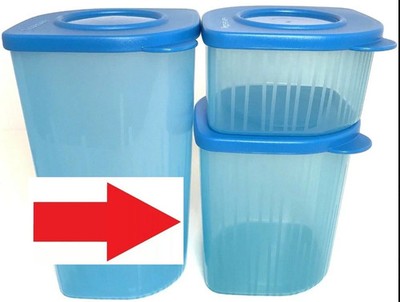 (BR) NEW! TUPPERWARE FRESH N COOL ONE MEDIUM CONTAINER & SEAL AZURE BLUE