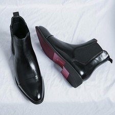 Stivaletti Chelsea da uomo slip-on con punta tonda e suola rossa