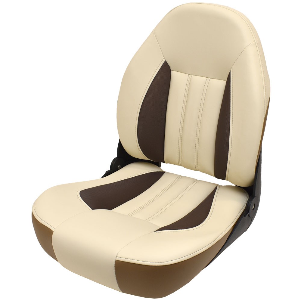 Lowe Boat Folding Fishing Seat 2395392 | Tempress Beige Brown w/ Logo