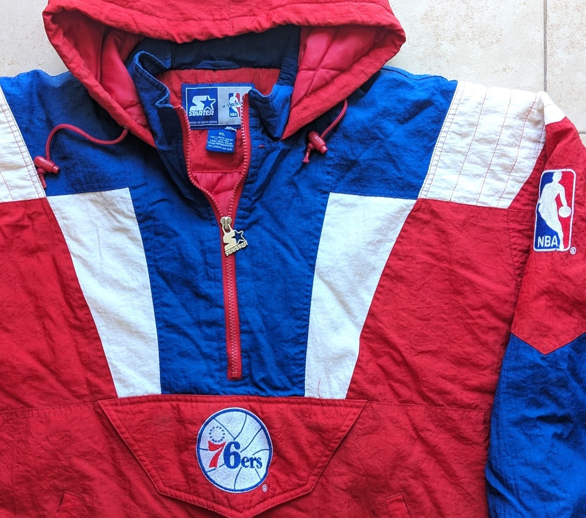 Philadelphia 76ers 90s STARTER Color Block 1/2 Pullover jacket XL