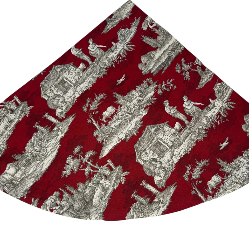 Mantel redondo vintage William Sonoma Toile otoño rojo país francés 68" Foto 3 de 4
