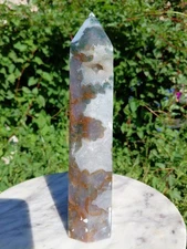 930g Druzy Green Blue Moss agate Tower crystal Point Obelisk Minerals 