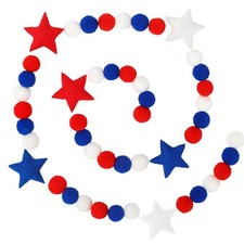 Patriotic Felt Banner 4th of July Hanging Garland Independence Day Pom Ball Bann