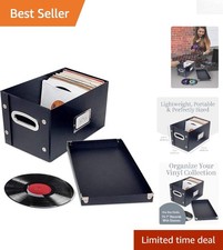 Elegant Black Vinyl Storage Box for 45 RPM Records - Organize with Ease