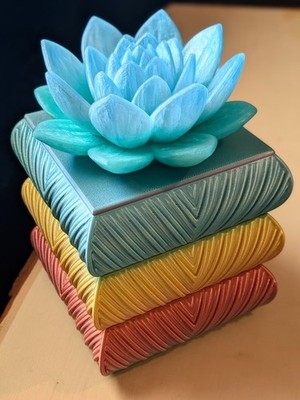 Large Multi Compartment Blue Flower Trinket Bowl Jewelry Box Home Decor Mom Gift