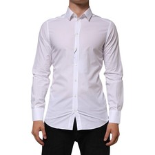 DOLCE & GABBANA Shirt White Cotton GOLD Formal Men Longsleeves 39/US15.5/S $350