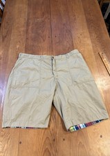 Polo Ralph Lauren Flat Front Cotton Shorts Reversible Plaid Twill New 40 Men