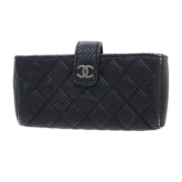 Chanel Matelasse Quilted Punching Pouch Black R10 0806