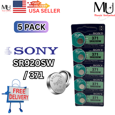 #ad 5X SONY 371 SR920SW SW920w 370 Coin Battery US Seller Expire Date 2030 Low Drain $3.45
