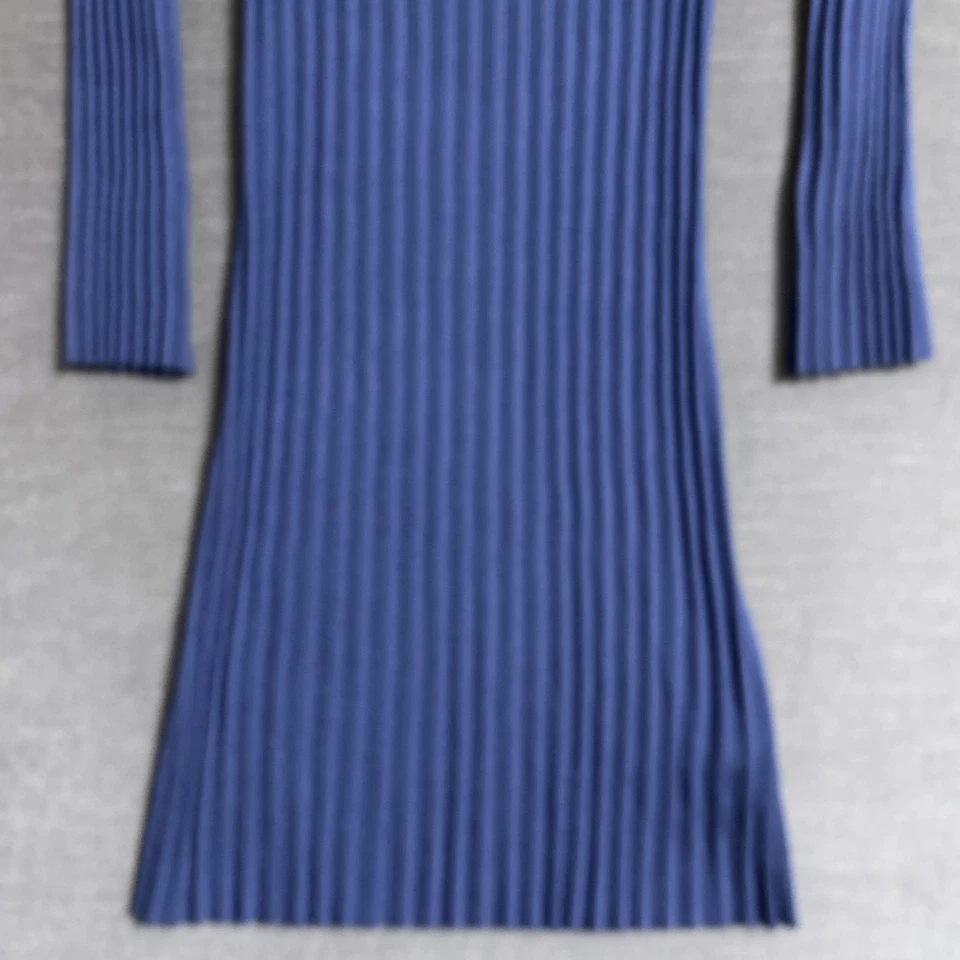 Vestido suéter Kate Spade XXS azul malha com nervuras manga longa pulôver outono carreira - Imagem 3 de 4