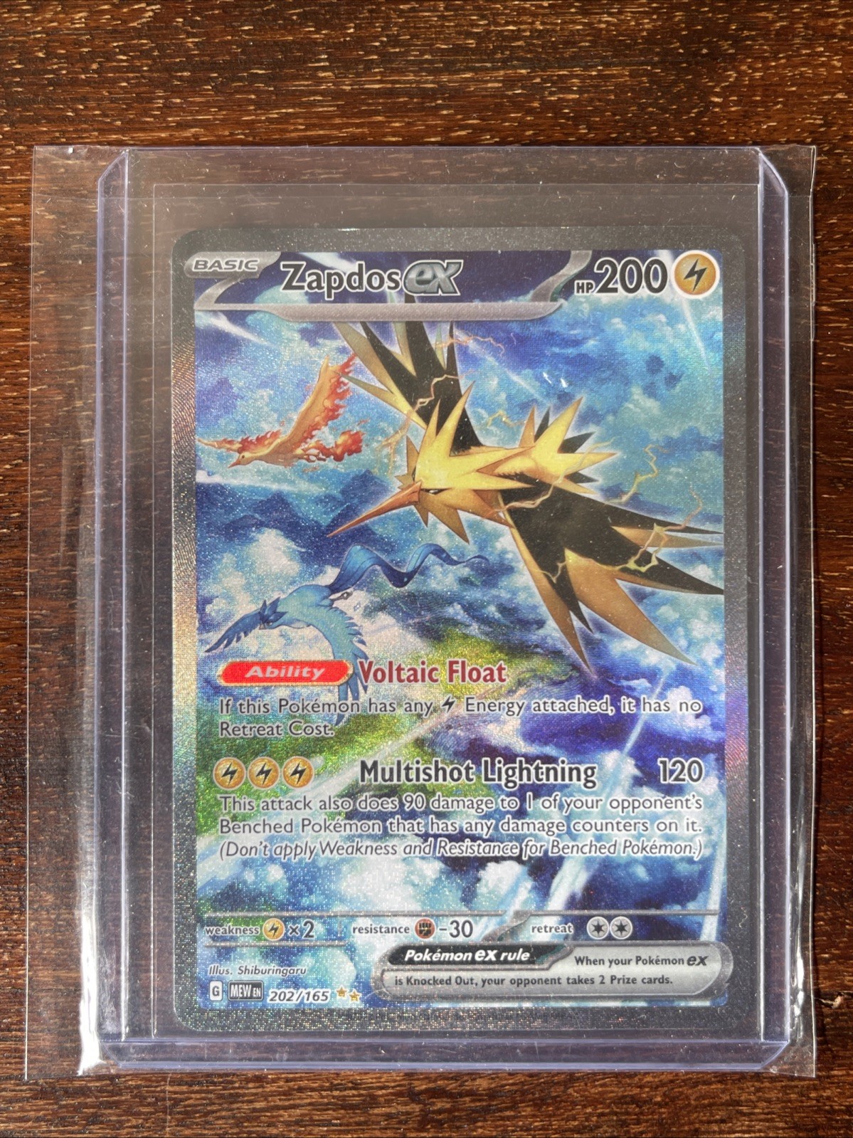Pokemon TCG Zapdos 202/165 English Full Art Card Scarlet & Violet 151 Near Mint