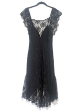 Vtg Scarlett Jrs Whimigoth Dress Size XS (?) Floral Lace Ruffle Hem Sheer Witchy