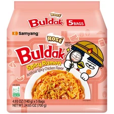 Samyang Buldak Rose Ramen, 5-pack, Spicy Creamy, Korean Style, Chewy Noodles