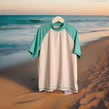 Tommy Bahama Boy's 12 Short Sleeve Rash Guard Swim Shirt Green/White