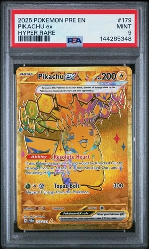 2025 POKEMON PRE EN-PRISMATIC EVOLUTIONS HYPER RARE #179 PIKACHU EX PSA 9