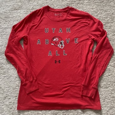 Utah Utes Under Armour Long Sleeve Shirt Red Men s Large HeatGear Utah Above All