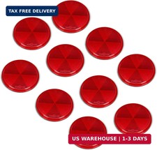 10 Pack 3 Inch Red Self Adhesive Round Reflectors, Road Safety Stick-on Rear Ref