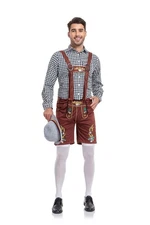 Authentic Bavarian Lederhosen Oktoberfest Costume German Gray Outfit
