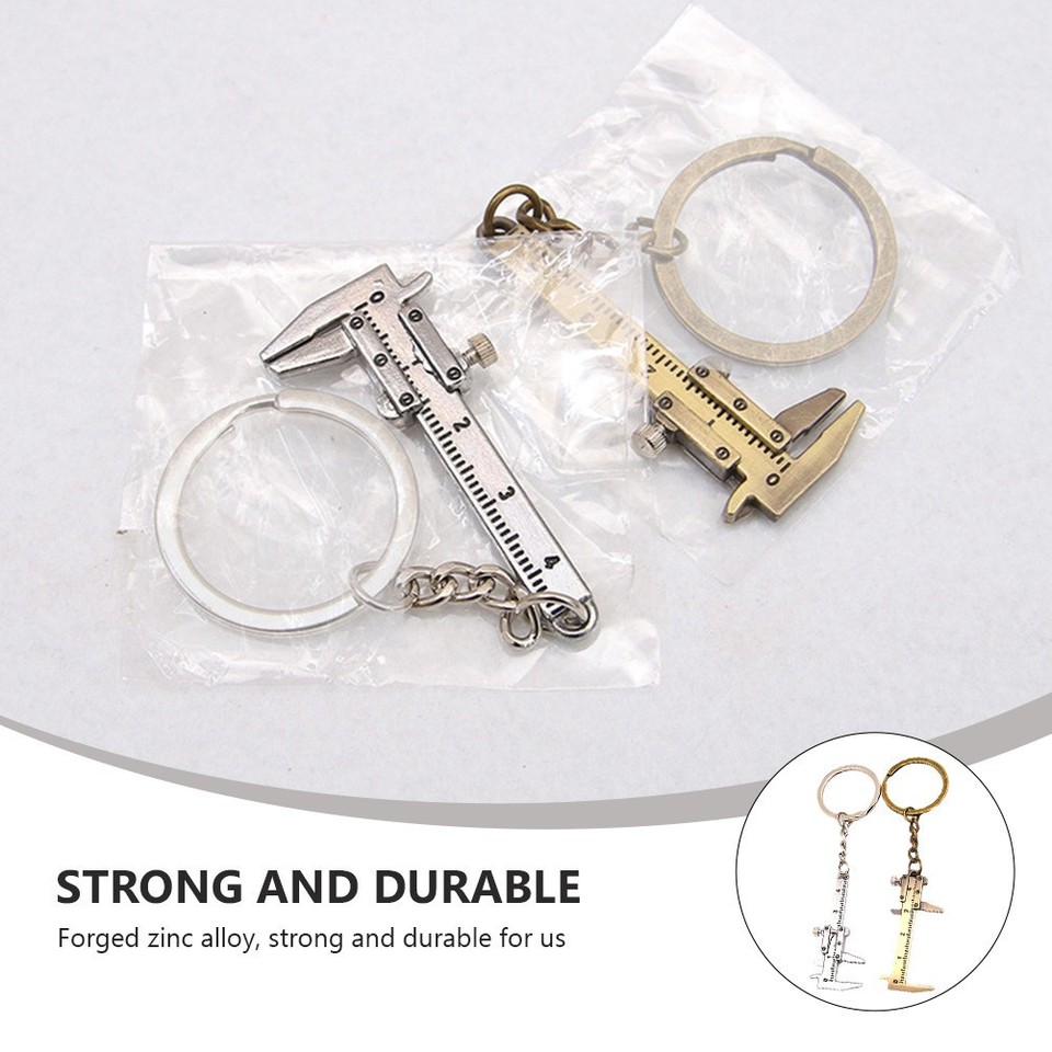 2Pcs Vernier Caliper Keyring Durable Zinc Alloy Mini Ruler Silver for ...