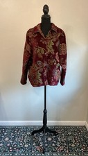 Coldwater Creek Floral Tapestry Textured Jacket Burgundy/Red Size Large Vintage