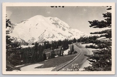 Vintage RPPC Mount Rainier Washington Winding Road Ellis Photo 1948 Postcard