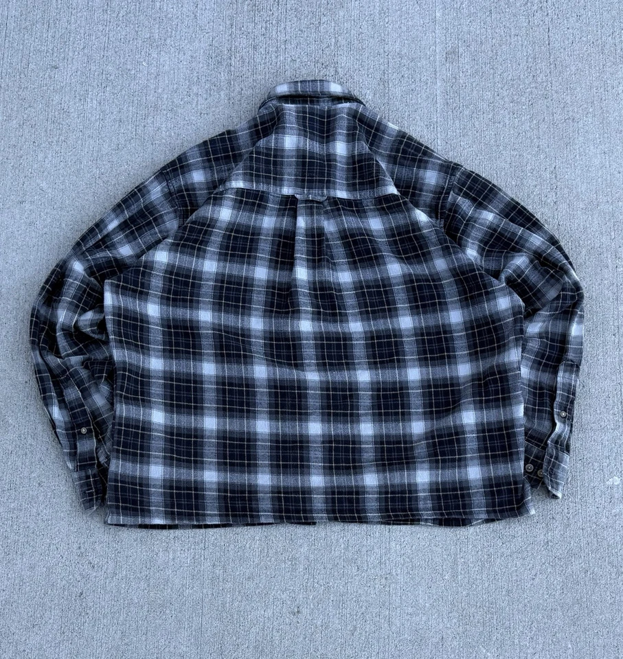 Vintage 90s Bill Blass Tan Black Gray Flannel Grunge Boxy Men’s L (Marked LT) - Image 2 of 4