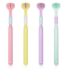 4 Pcs Random Color Three-Sided Soft Hair Toothbrush Medium Soft Bristle Tooth...