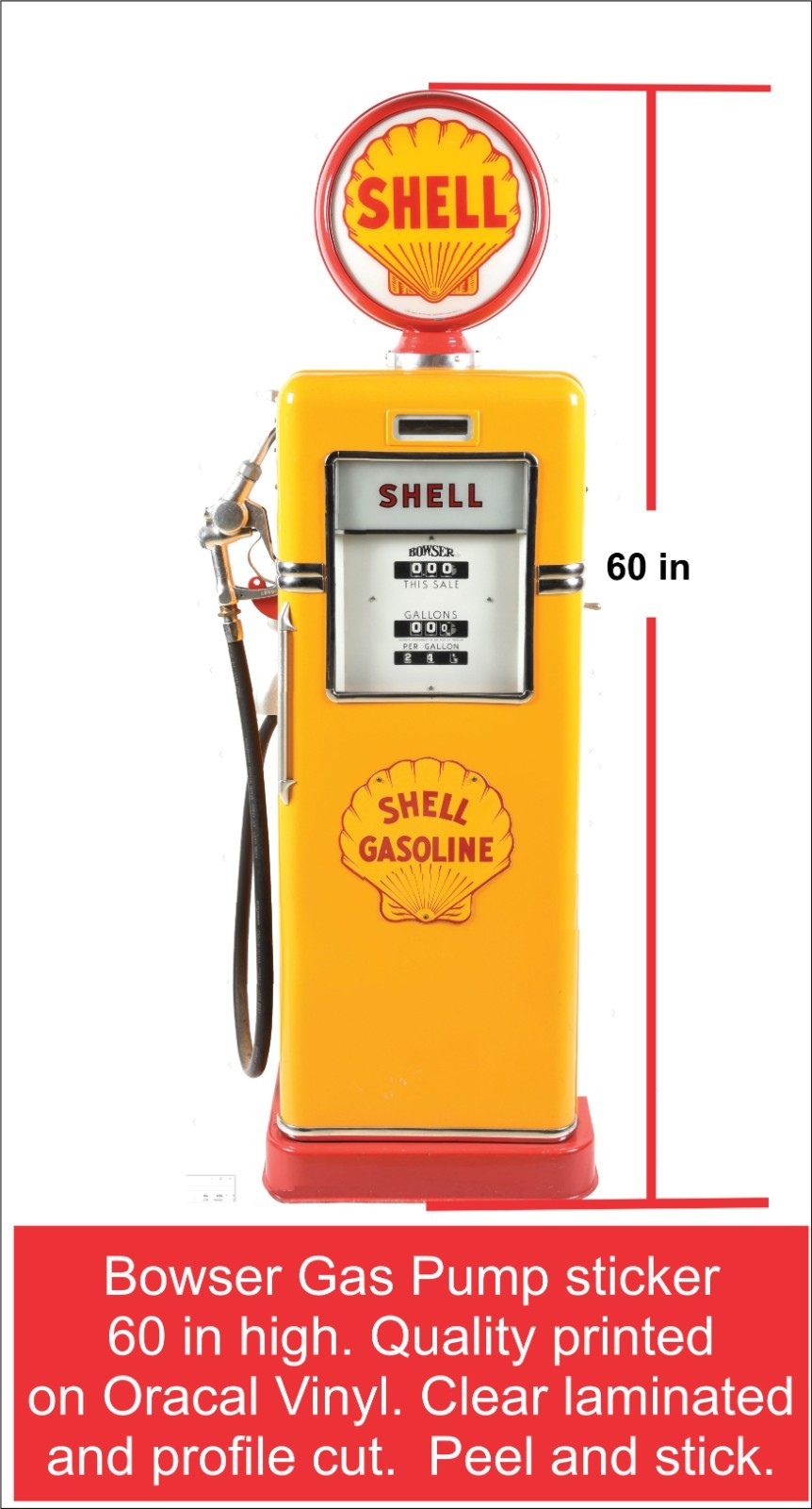 SHELL Gas Pump Big 60 in. Sticker for Door Mural/Fridge Wrap great 4  Man Cave