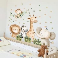 Cartoon Dschungeltiere Wandaufkleber – Abnehmbare Kinderzimmer Wandkunst