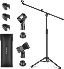 CAHAYA Dual-use Tripod Microphone Stand Boom Arm Floor Mic L-Tripod, Black