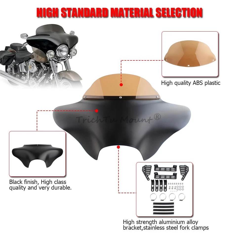 Carenado de murciélago negro mate apto para Harley Softail Suzuki Boulevard Foto 2 de 4