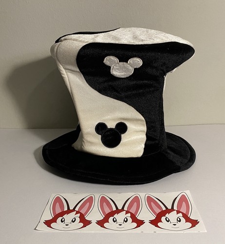 Disney Parks Mad Hatter Hat Mickey Mouse Black White Yin Yang Adult Size - Picture 6 of 9