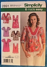 Simplicity Pattern Misses Tunic Top Sleeve Variations 6 to 14  2891 MAP
