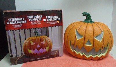 Costco 19'' Animated Halloween PUMPKIN w/Sinister Laugh LED Changing Color Lights